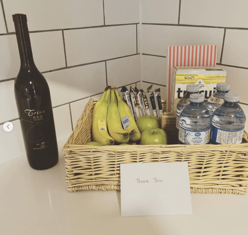 Complimentary welcome gift for renter
